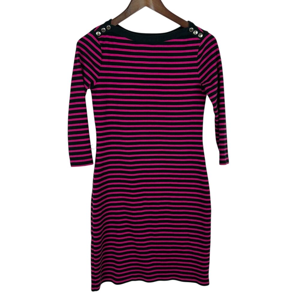 Lauren Ralph Lauren Pink Black Striped Pencil Dress Women's Small